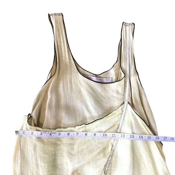 Cynthia Ashby Yellow Linen Layered Asymmetrical Dress XS Flowy Artwear Lagénlook - Picture 5 of 8